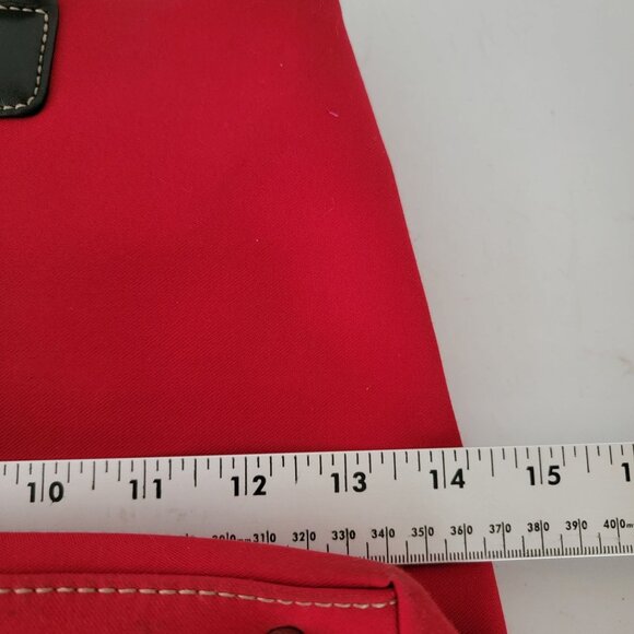 Charter Club Womens Shoulder Handbag Red Fabric Exterior Black & White Lining - Picture 8 of 12